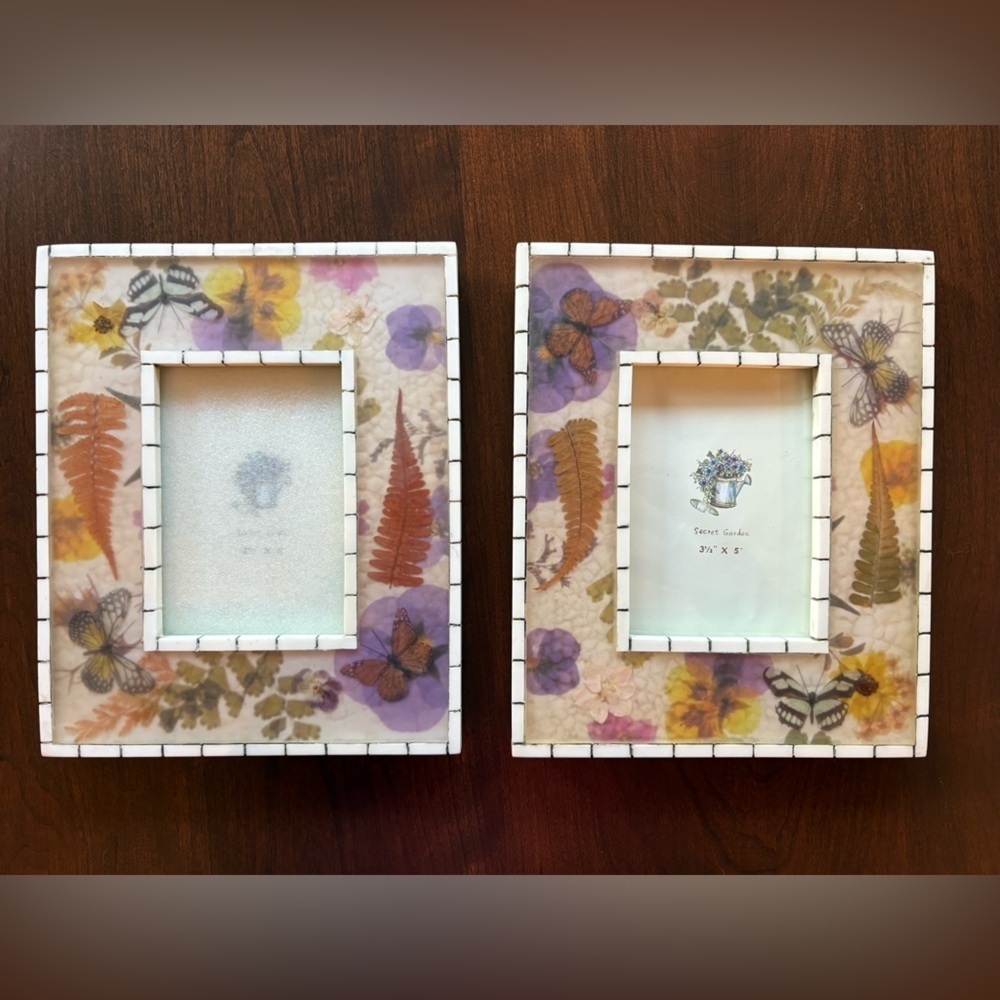 Vintage Floral Resin Frame Jordan Mark Secret Garden 7x8.5" fits 3.5x5" set of 2